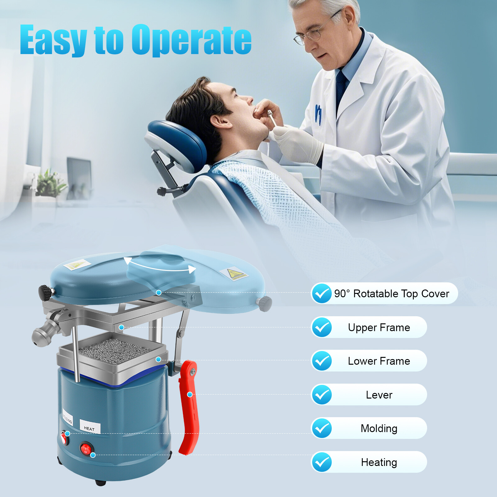 Vacuum Forming Machine 600W Molding Dental Former Heat Thermoforming Adjustable