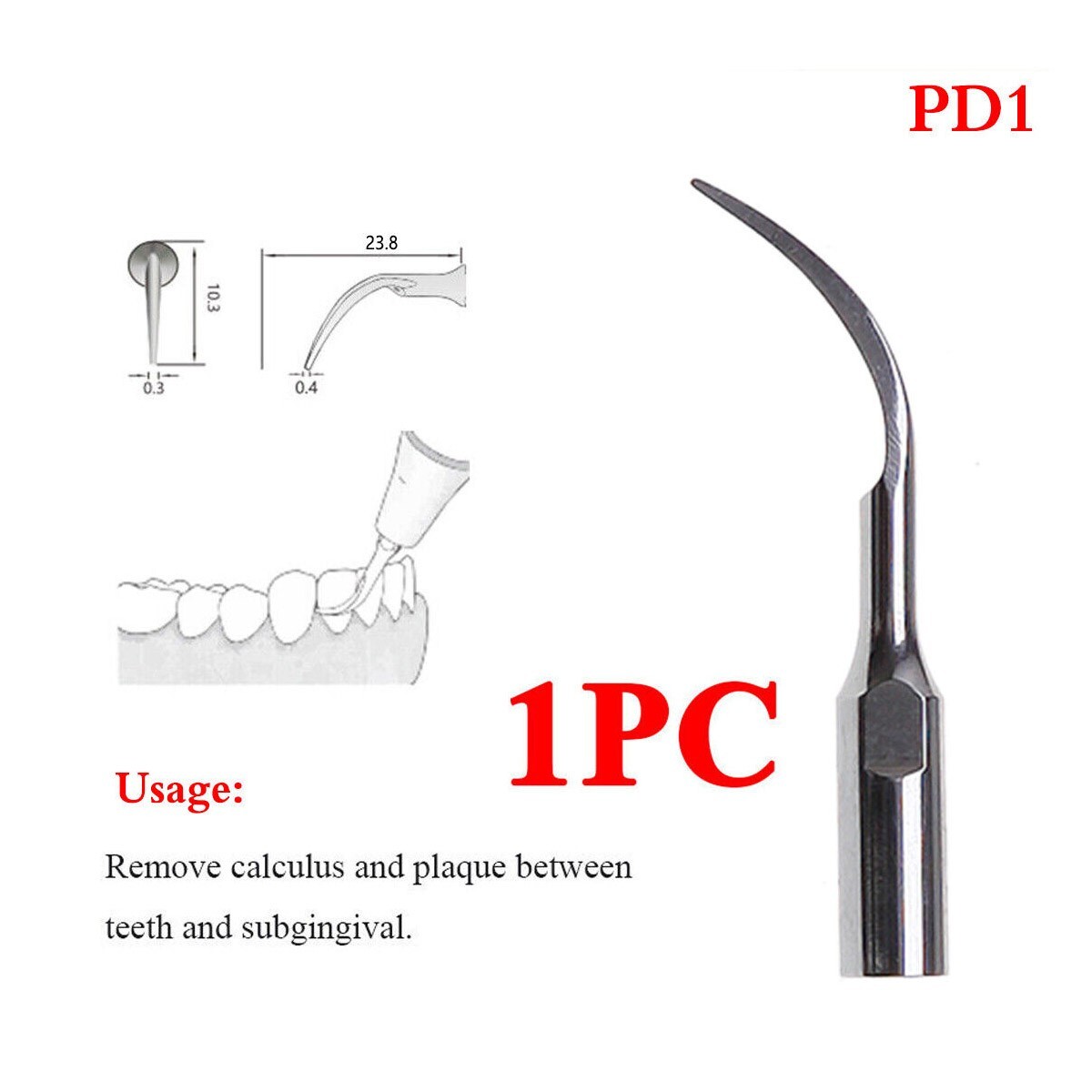 PD1 Dental Ultrasonic Piezo Scaler Perio Tip Fit for SATELEC Handpiece