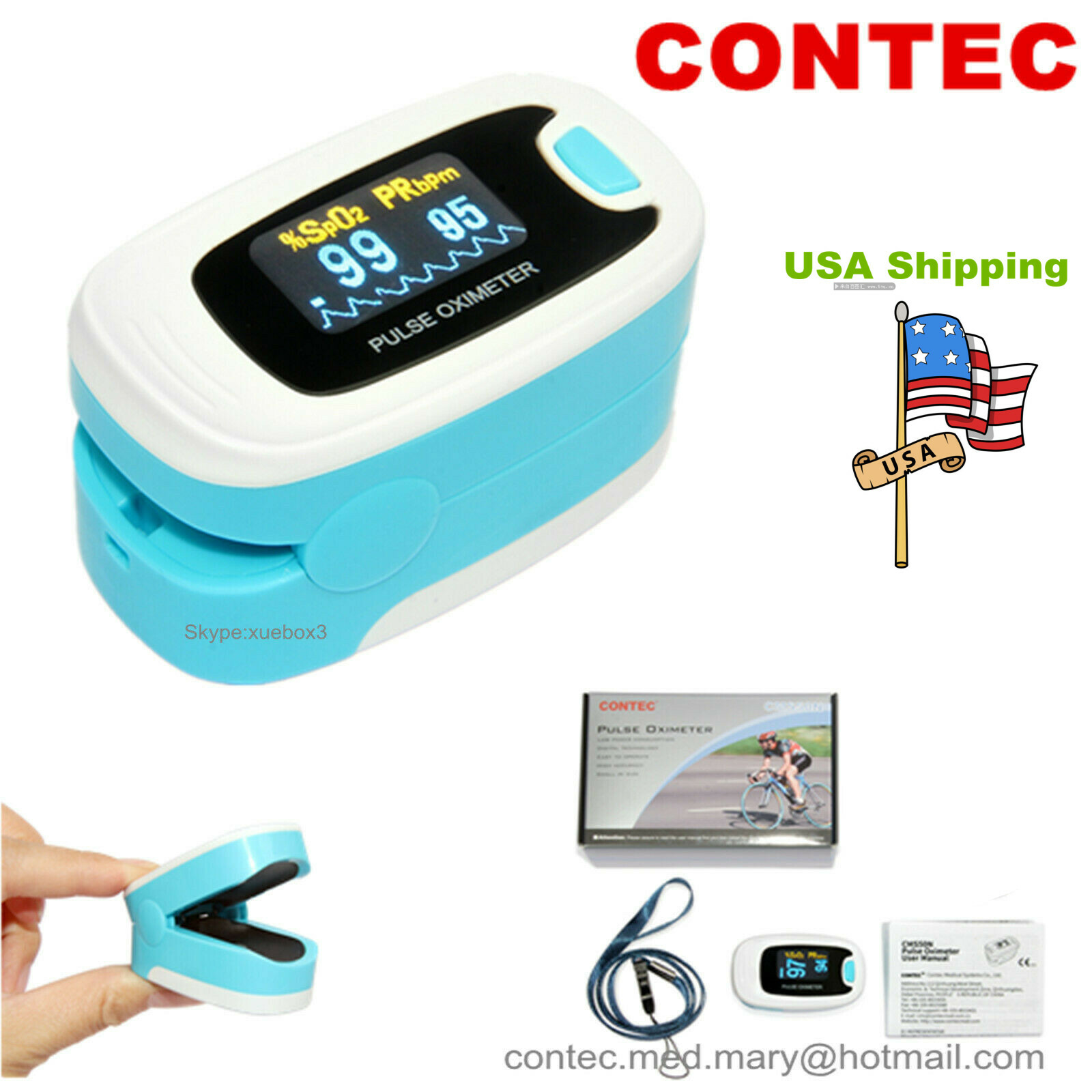 Finger Pulse Oximeter Portable Heart Rate SPO2 Monitor Blood Oxygen Meter Sensor