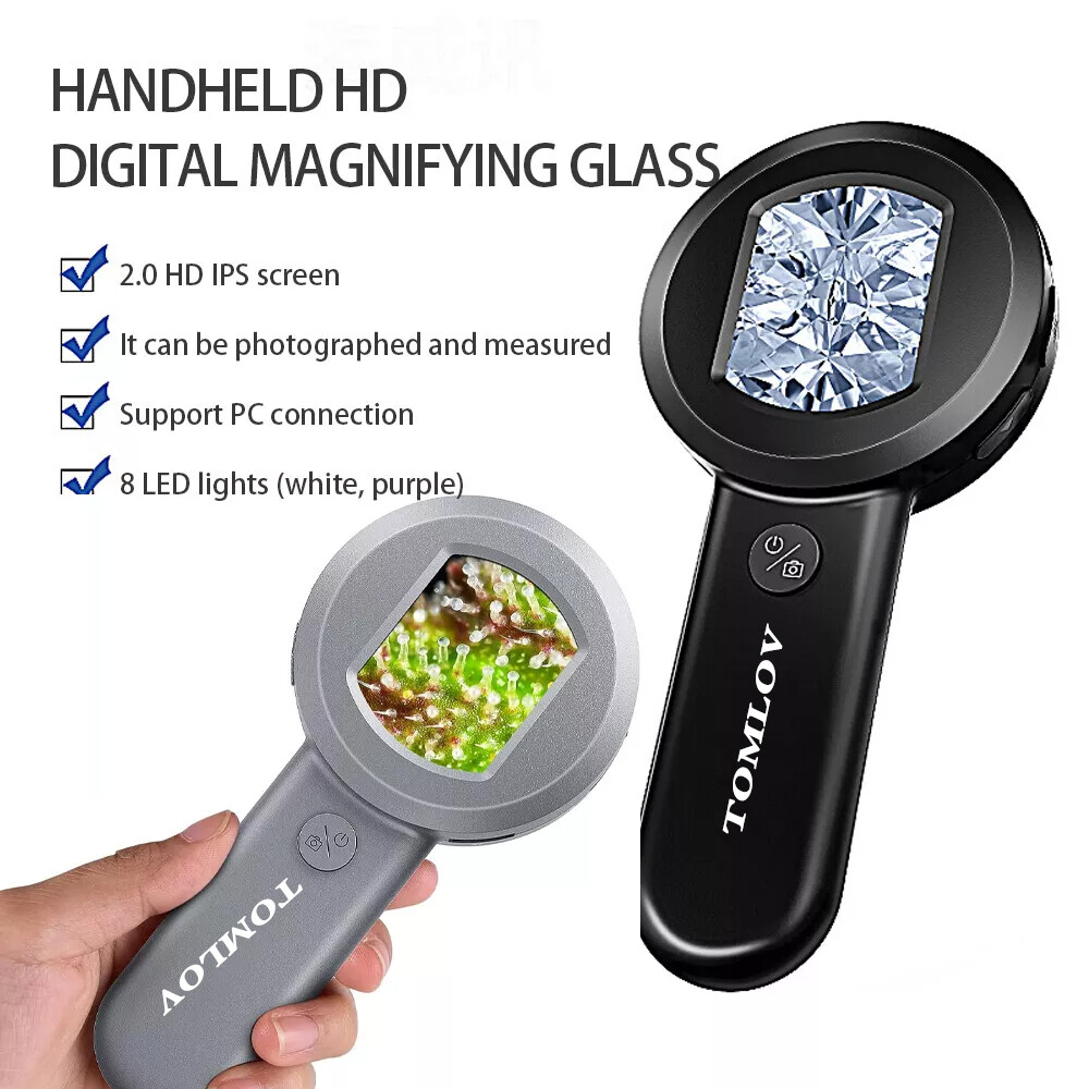 TOMLOV Digital Coin Microscope Jewelers Loupe Magnifying Glass Illuminated Loop