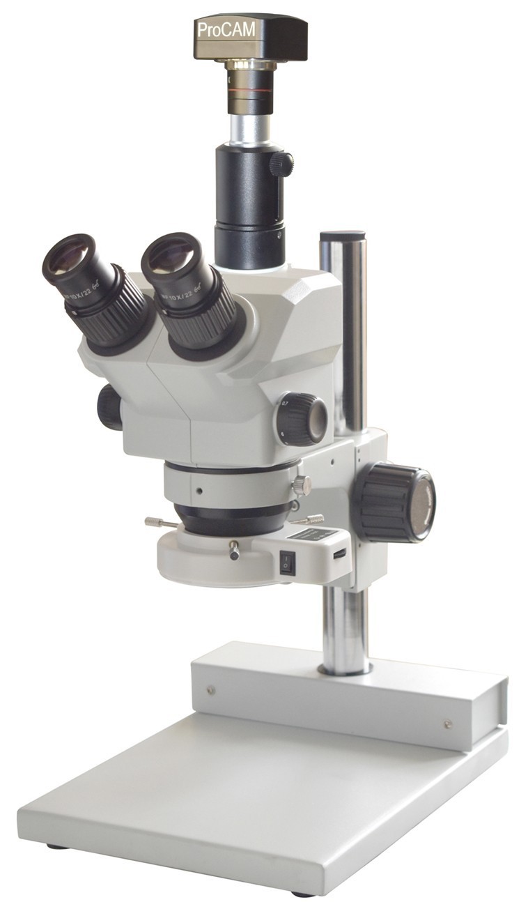 Radical 3.5–120× Stereo Microscope 175mm WD 1:9 Zoom Head 5 MP LED Fiber