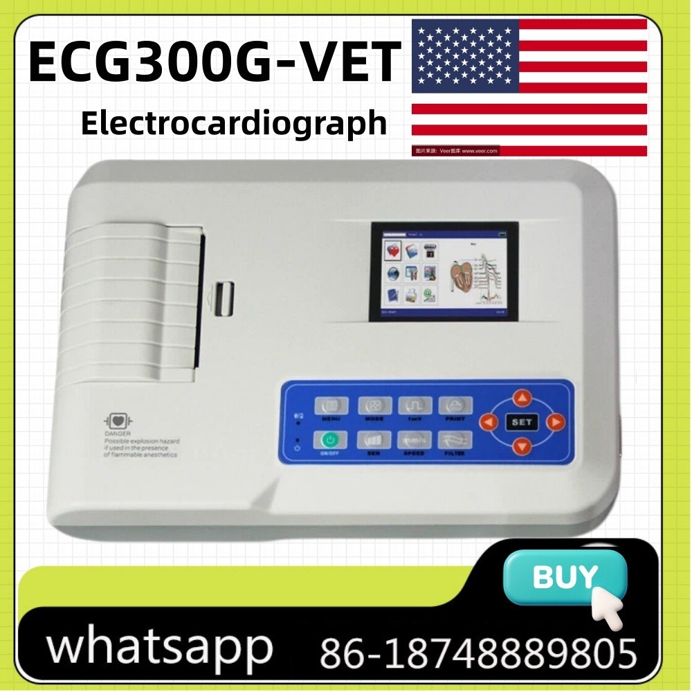 Vet Veterinary Digital 3 Channel 12 lead Electrocardiograph EKG Machine New