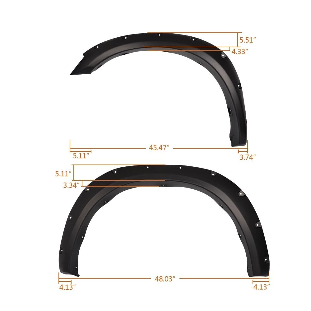 2010-2018 Ram 2500 3500 Fleetside Fender Flares Black Paintable Riveted 4PCS