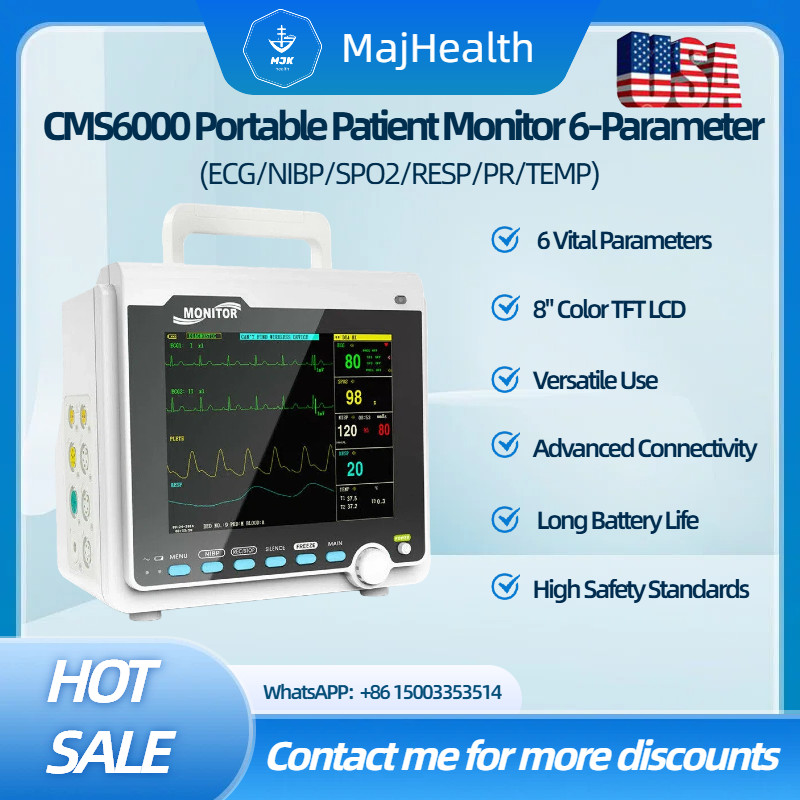 New CMS6000 Portable Patient Monitor 6-Parameter – USA Stock Fast Shipping